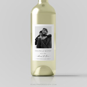 Photo Wine Bottle Label Template, Wedding wine label, Wedding Favor, Printable Wine Label, Editable Wine label Templett #CELINE image 2