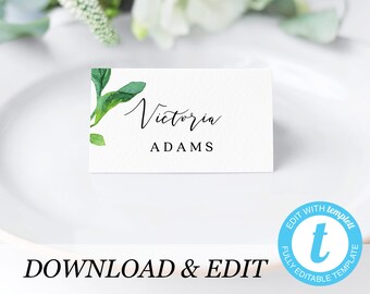 Rustic wedding place card template, Templett, Placement cards wedding Printable pdf, editable pdf instant download, placecard