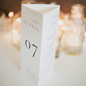 Trifold Menu Template, Wedding Table Numbers Template, Modern Trifold Menu Table numbers, Editable Trifold Menu, Templett #ISSA