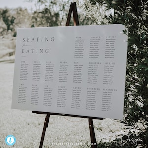 Elegant Wedding seating chart template, Minimalist Seating Plan, Printable Seating Plan, Editable Sign, Templett #ISSA