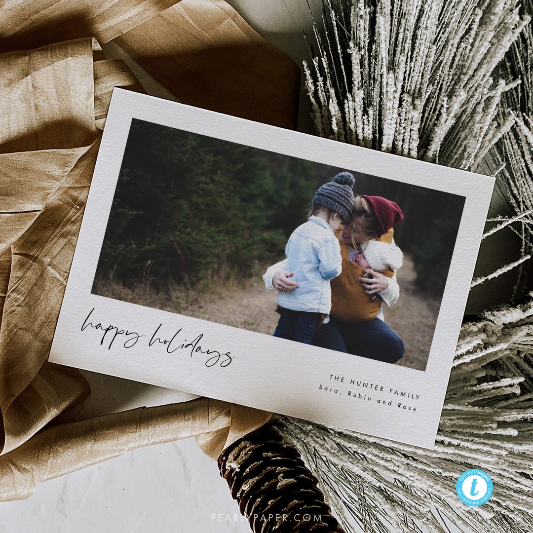 Printable Holiday Card Template Minimalist Photo Holiday - Etsy