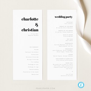Modern Wedding Program Template Minimalist Ceremony Program template Simple Editable Program Printable Order of Service 33