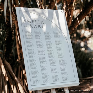 Alphabetical Seating Chart Template, Minimalist Seating Alphabetized Printable Seating Plan, Arch Seating Sign, Editable Sign, Templett #55