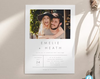 Photo Wedding Invitation Template Download Modern Wedding Invite with photo Templett Printable Wedding Photo Invitation Elegant Wedding #32