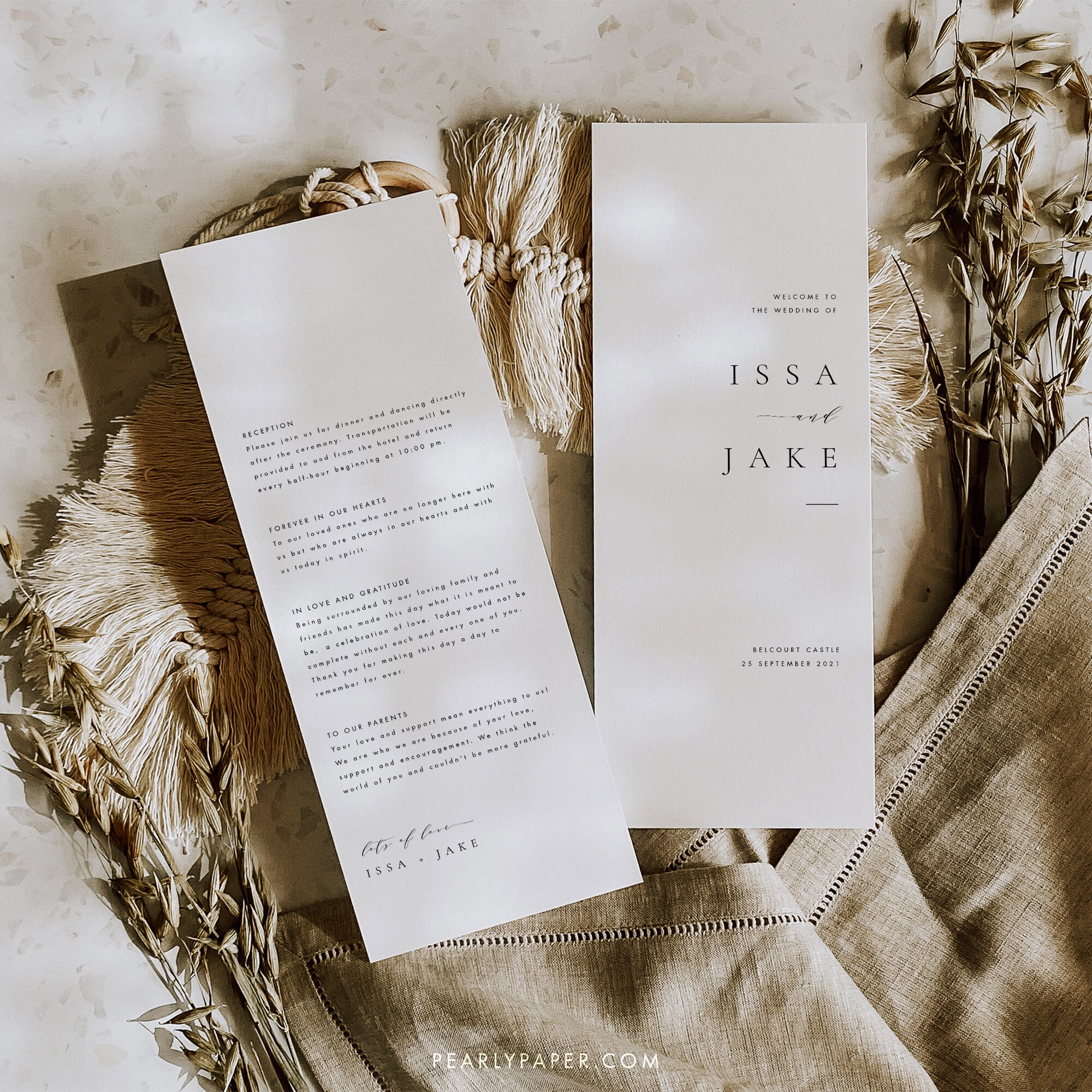 Wedding Ceremony Bifold Program Simple Program Template - Etsy