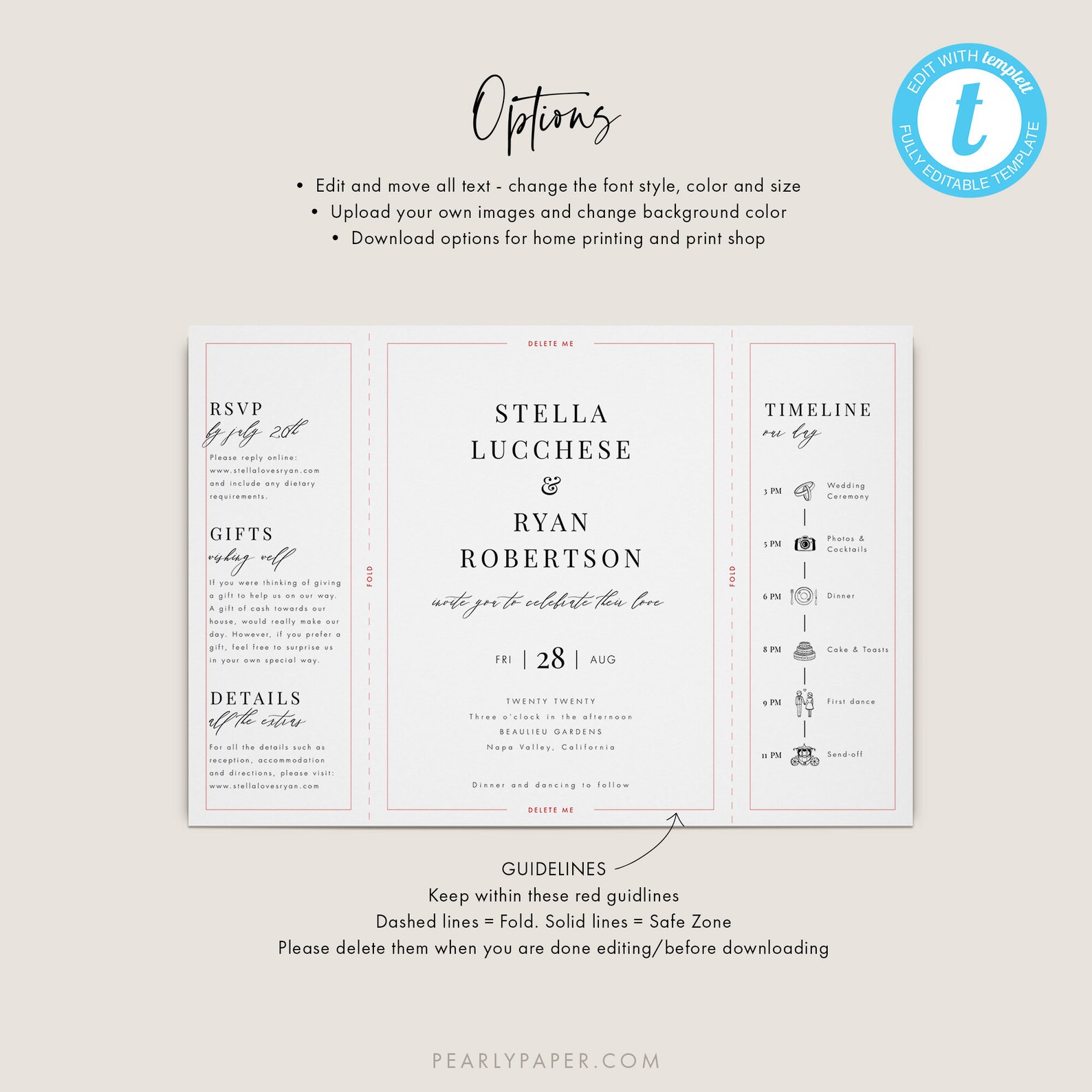 Gatefold Wedding Invitation Template Download Printable Etsy UK