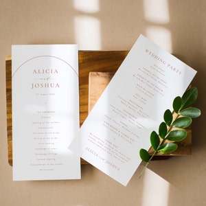 Arched Wedding Program Template Printable Program Burnt Orange Wedding Program Ceremony Program Simple Editable Order of Service #39