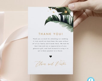 Tropical Wedding Thank you card template download Thank you cards printable Wedding thank you notes Editable thank you card 23