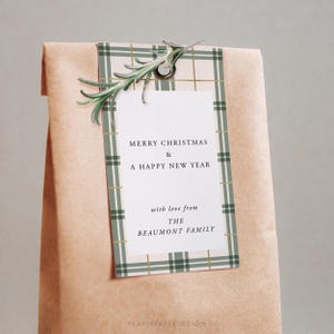 Plaid Christmas Gift Tag Template, Holiday Gift Tags Template, Printable Christmas Favor Tags, Christmas Tag Download, Templett