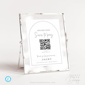 Gewölbtes Zahlungsschild Vorlage, Small Business QR-Code Schild, Scan-to-Pay-Schild Ladenschild Templett #B54