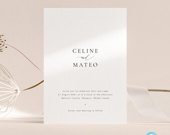 Modern Wedding Invitation Template Download Printable Wedding Invite Simple Elegant Wedding Invitation Templett DIY editable Wedding #45