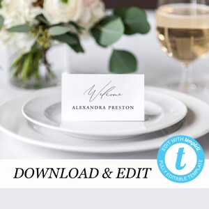 Place card Template Printable Wedding Place Cards Wedding Place Cards Templett simple elegant Editable Pdf DIY Place cards Instant Download