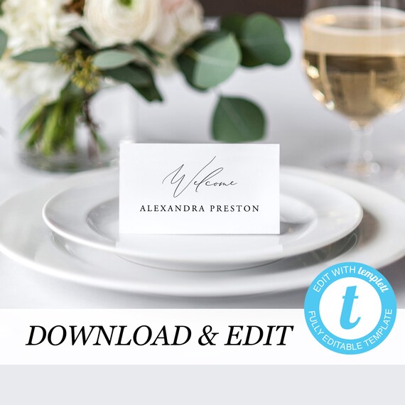 Place Card Template Printable Wedding Place Cards Wedding | Etsy