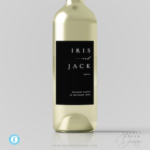 Printable Wine Bottle Label Template Black and White Minimalist Wine Bottle Label Wedding Bottle Label Modern editable Templett  #B48