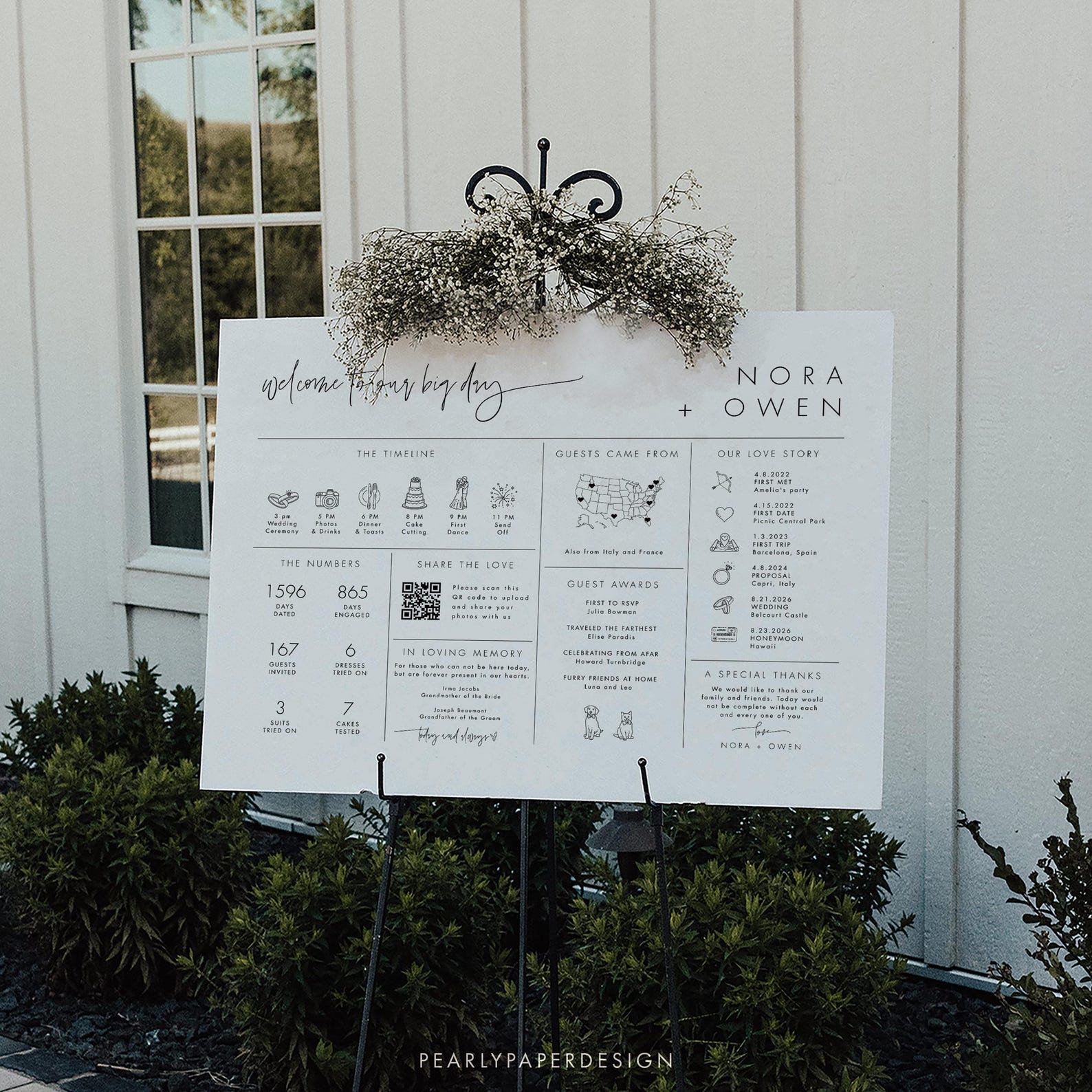 Infographic Wedding Sign Template, Wedding Welcome Timeline, Ceremony ...