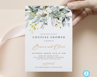 Couples Shower Invitation Template Rustic Wedding Shower Invite Greenery Wedding Shower Invitation Editable shower DIY Bridal shower 18