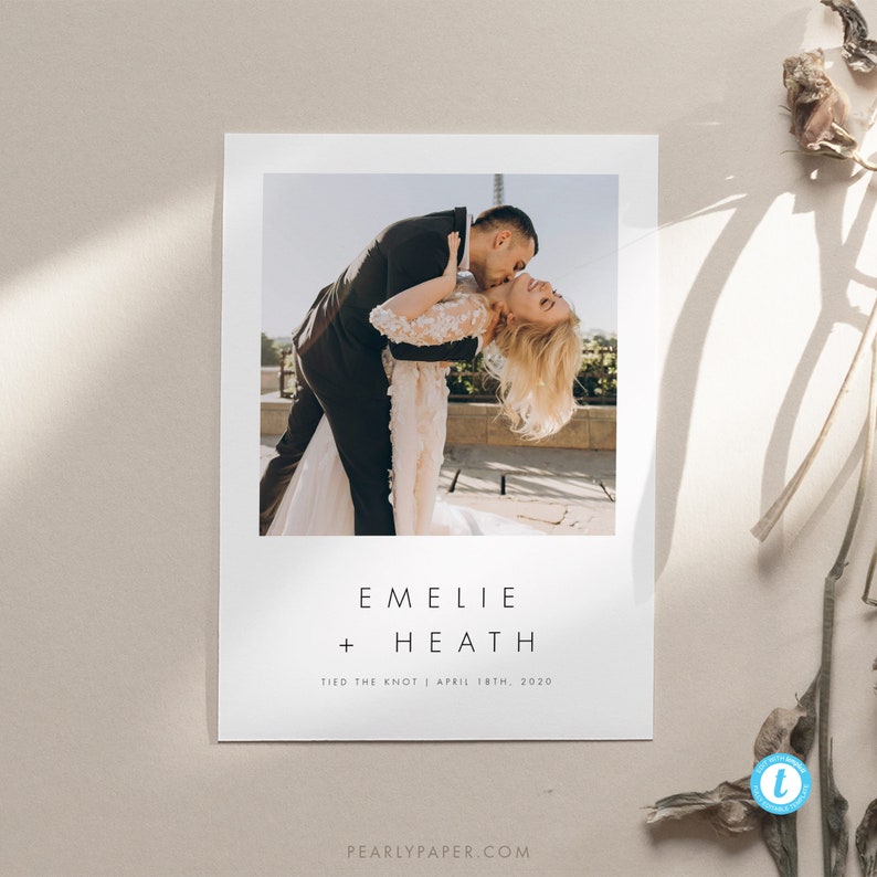 Minimalist Elopement Announcement Template Download Printable We got married Card We tied the knot #32