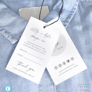 Small Business Price Tag Template, Minimalist Modern Hanging Tag Clothing Tag with logo Product Tag, Editable Business Tag Templett #B05