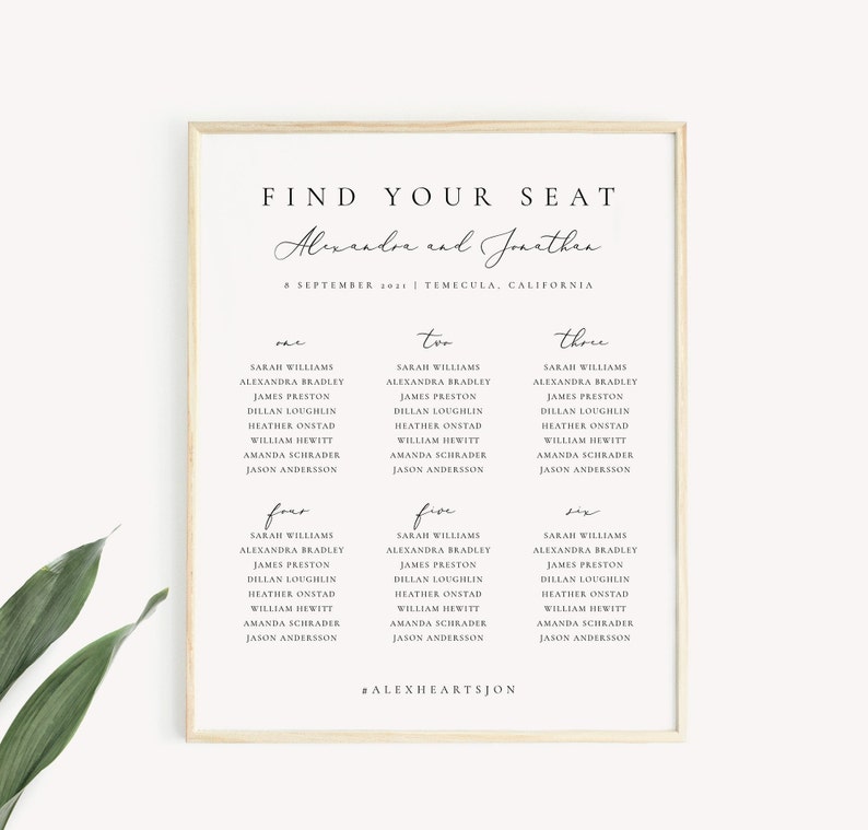 Small Wedding seating chart template Minimalist Seating Plan Printable Seating Plan Editable Sign Templett 10 image 2