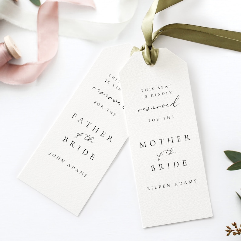 Wedding Seating Tag Reserved Seating Template Modern Simple Etsy