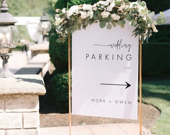 Editable Wedding Parking sign Template, Minimalist Welcome Parking Signs, Script Wedding Parking poster, Modern Parking Sign Templett #064