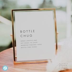 Bottle Chug Game Sign Template, Minimalist Baby Game Sign, Baby Shower Drink Game, Baby Shower Game Download, Templett #M21