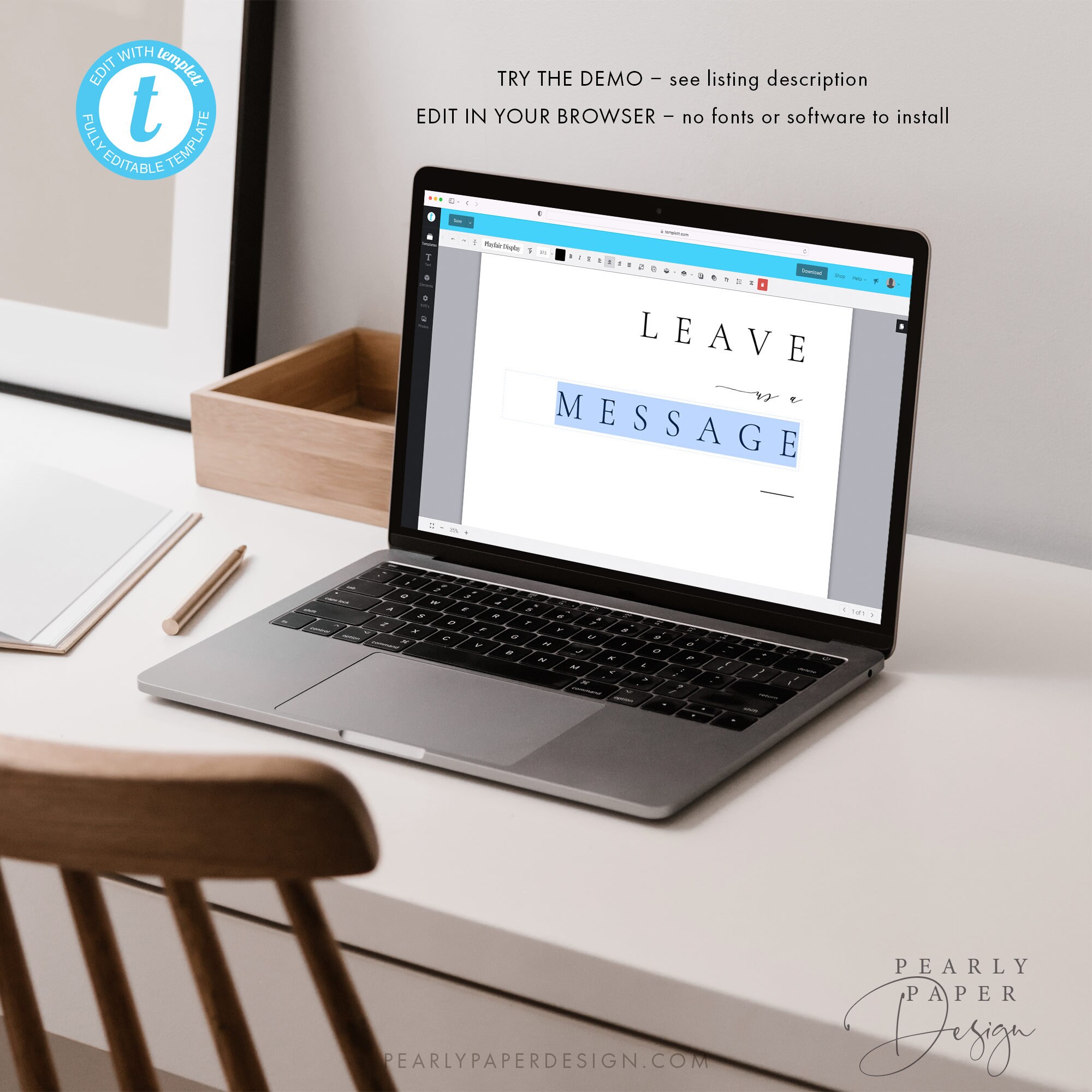 Write A Message Sign Phone Message Guest Book Sign, Audio Guestbook Sign Template, Modern ...
