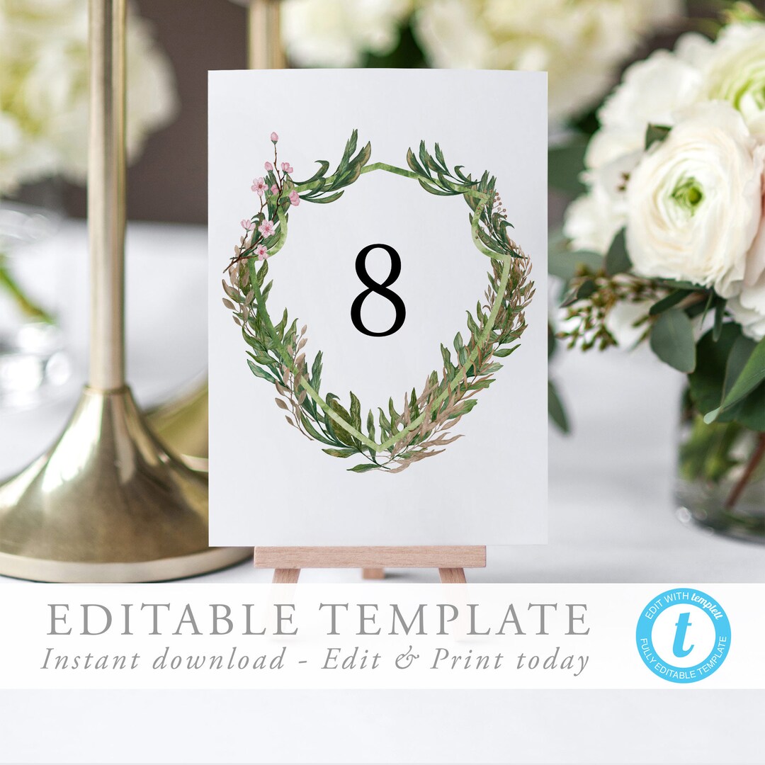 Table Cards Wedding Template Table Numbers Monogram Crest Templett