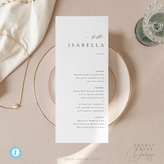 Elegant Menu Template Download Place Card Modern Wedding Menu Modern Menu  Cards Editable Menu Wedding Templett 36 - Etsy