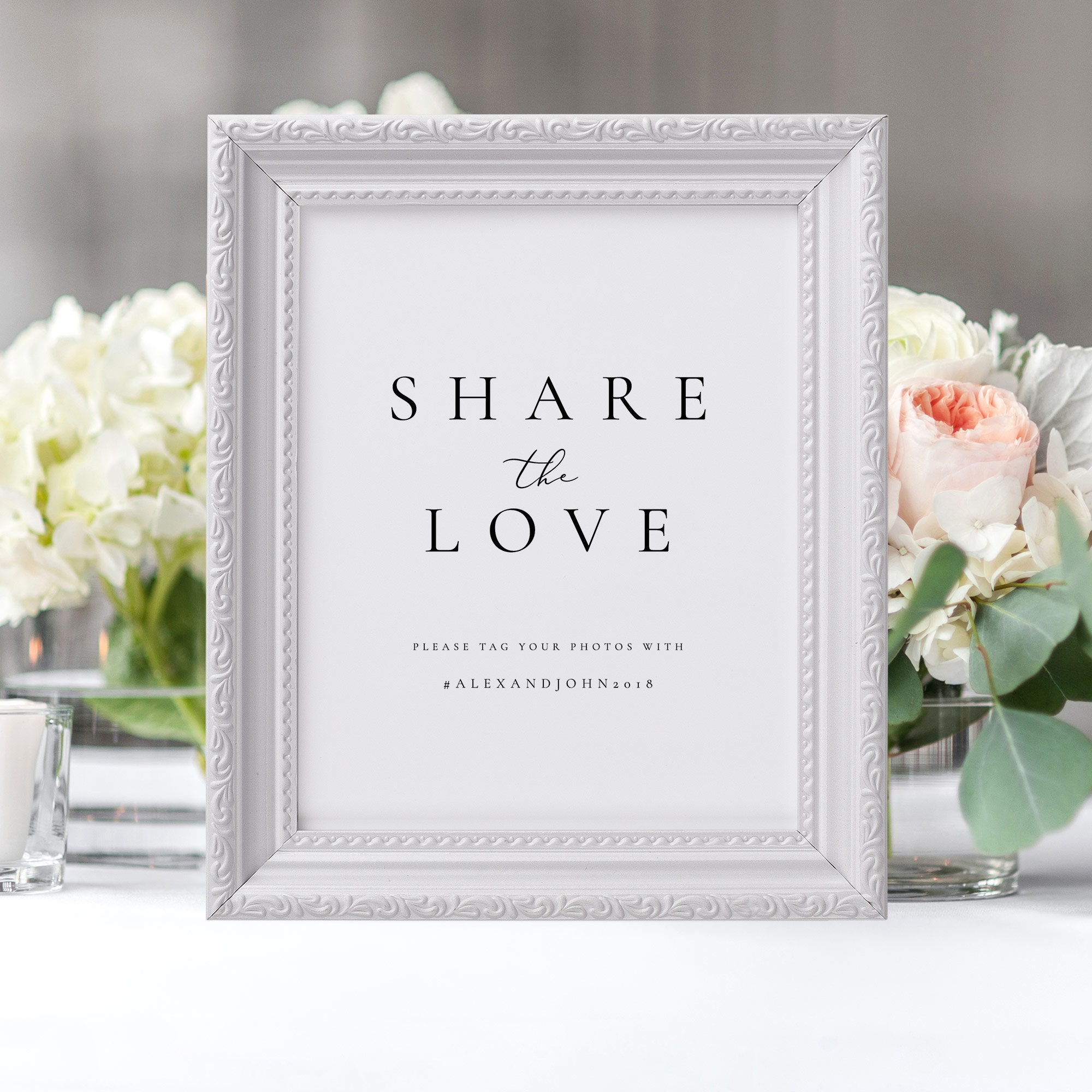 H♡S-_-Wedding Share the Love Wedding Sign Template Wedding Hashtag Sign Modern