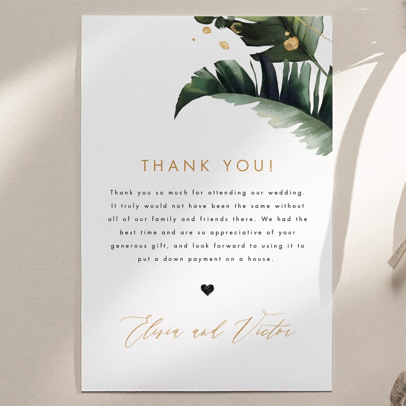 Tropical Wedding Thank You Card Template Download Thank You Cards ...