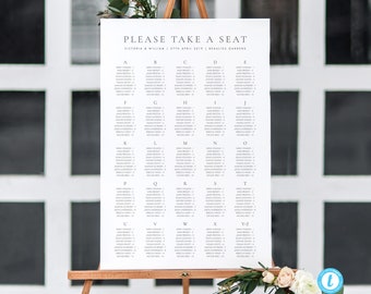Alphabetical seating chart template elegant Wedding Seating Table Sign Alphabetized Printable Seating Plan Editable Sign Templett 14