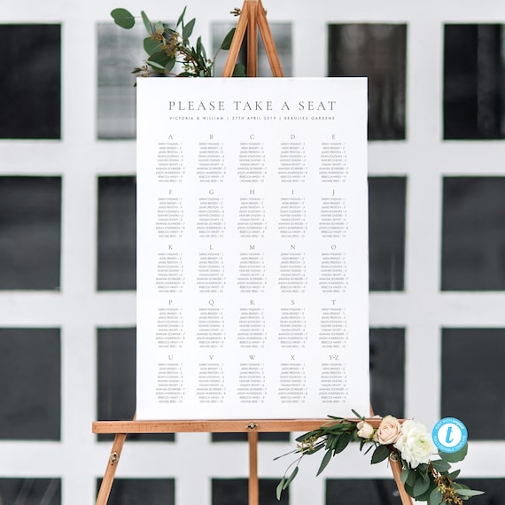 Etsy Wedding Seating Chart Alphabetical