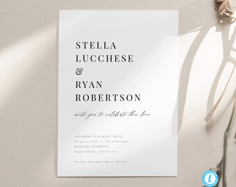 Classic Minimalist Wedding Invitation Template Download Printable Wedding Invite Modern Wedding Templett editable Wedding Invite 24