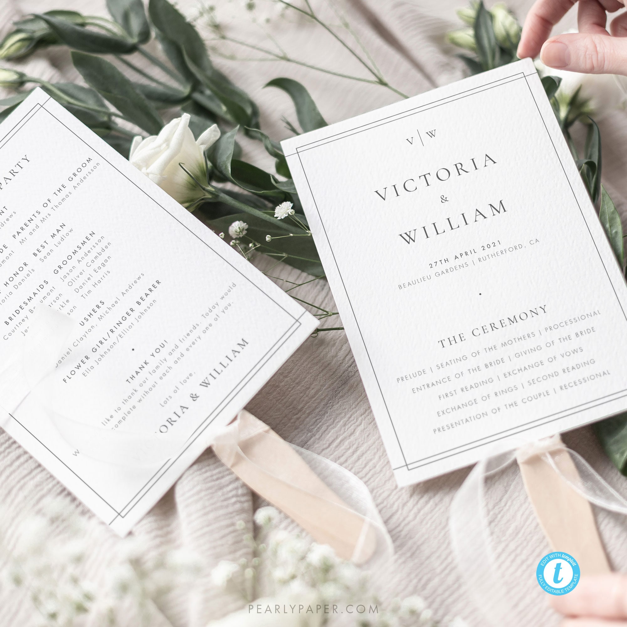 Printable Wedding Ceremony Program Fan Template Download Etsy Printable Wedding Ceremony Program Fan Template Download Etsy