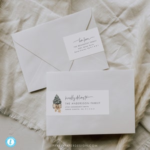 Christmas address label template, Wraparound address label for envelope, Holiday address label for Avery, Sheet Labels, Templett