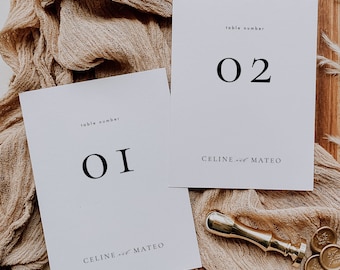 Modern Table numbers Template, Minimalist Wedding table cards Printable Table cards Modern table numbers Templett #CELINE