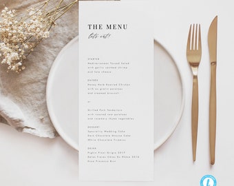Minimalist Menu Template Download Modern Wedding Menu Simple Menu Cards Editable Menu Simple wedding DIY menu 24