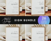 Minimalist Wedding Sign Bundle, Wedding Reception Signs, Modern Minimalist Wedding Table Signs Editable Template, Edit in Canva #MB01 Maddie
