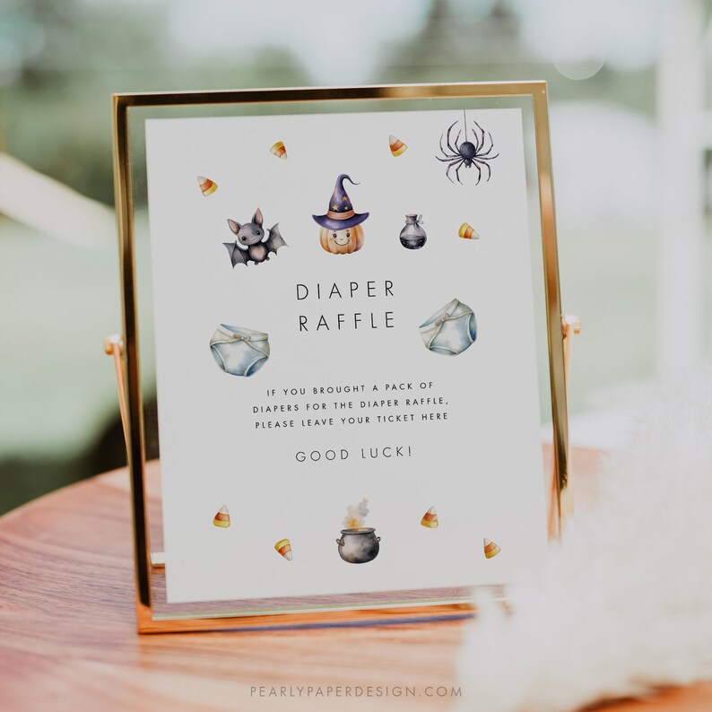 Cauldren Raffle Table Diaper Raffle Game Template, Halloween Baby Shower Game, Printable ...