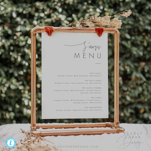 S&#39;mores Menu Sign Template Download, Elegant Wedding Smore Bar Sign, S&#39;mores Station Sign, Printable Wedding S&#39;mores Sign, Templett #064