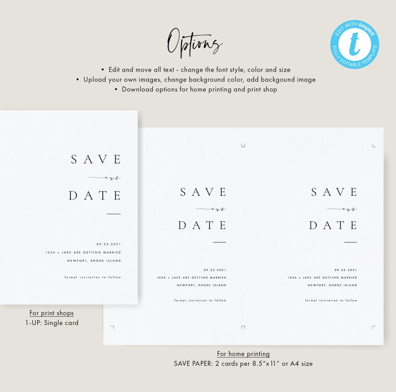 Elegant Save the Date Template Download Custom Modern Simple Save the Date Card Templett Printable Save our date invitation 36 image 4