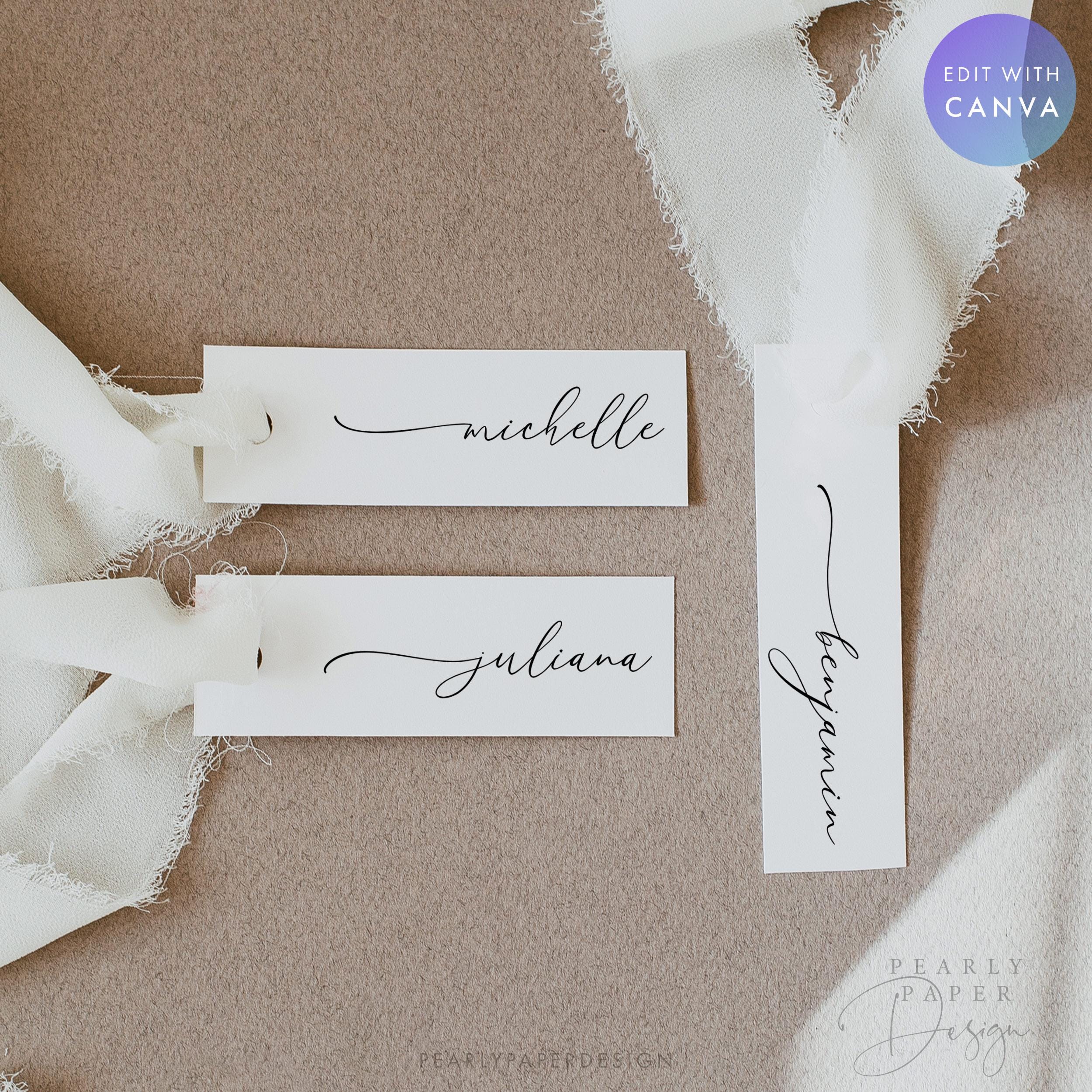 Position Tag Card Place Card Tags Template, Modern Seating Name Cards, Minimalist Wedding ...