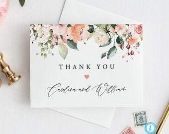 Wedding Thank you Templett thank you card Template download Floral Thank you cards printable Wedding thank you notes Editable thank you 17