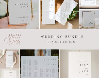 Wedding Reception Bundle Template, Wedding The day of Bundle Templett, Program Place cards Table number Welcome Sign Custom sign #ISSA