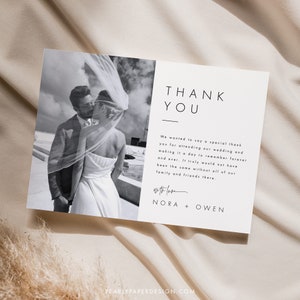 Plantilla de tarjeta de agradecimiento de boda editable Descarga digital, tarjeta de agradecimiento moderna imprimible con foto Templett 064 imagen 3