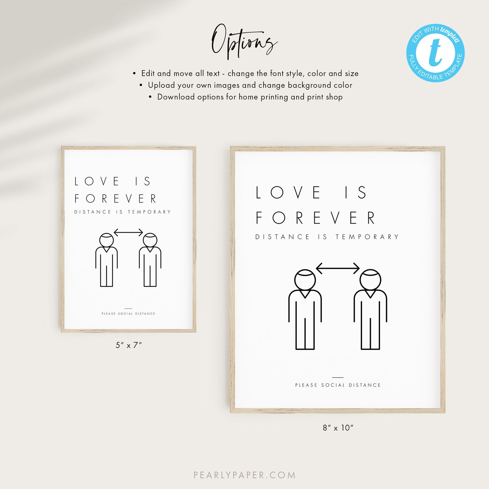 Printable Social Distance Sign Template, Social Distancing Wedding Sign ...