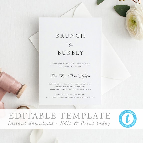 Wedding Brunch Invite Brunch Invitation Template Editable Printable Post Wedding Brunch Elegant and Simple Instant Download Templett 10
