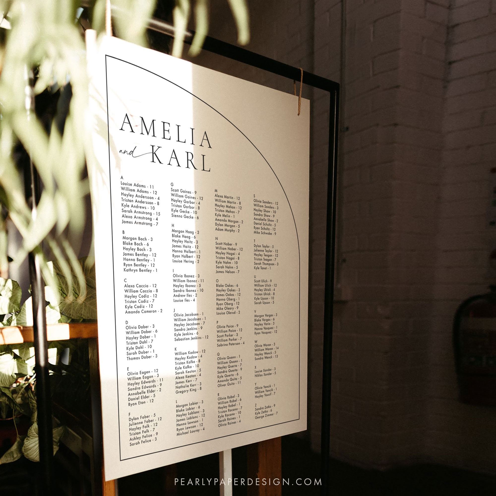 Seating Letters Alphabetical Seating Chart Template, Minimalist Seating Alphabetized ...