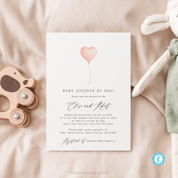 Pink Baby Shower by Mail Template Download Baby Shower from Afar Invitation Printable Baby Girl Baby Shower Templett